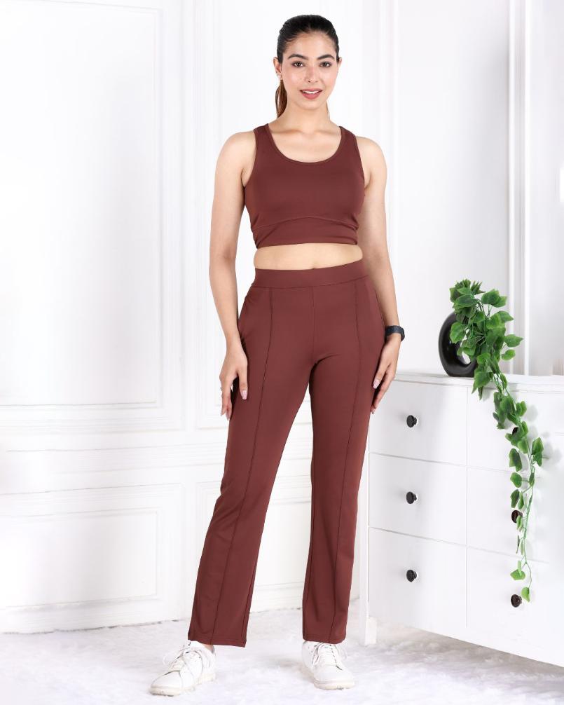 Dark Brown Active Yoga Pant Straight fit - Active cigarette pencil pants