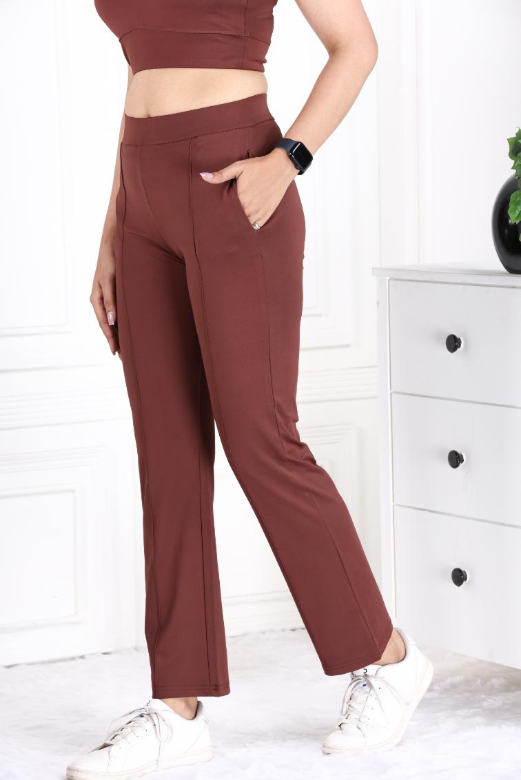 Dark Brown Active Yoga Pant Straight fit - Active cigarette pencil pants