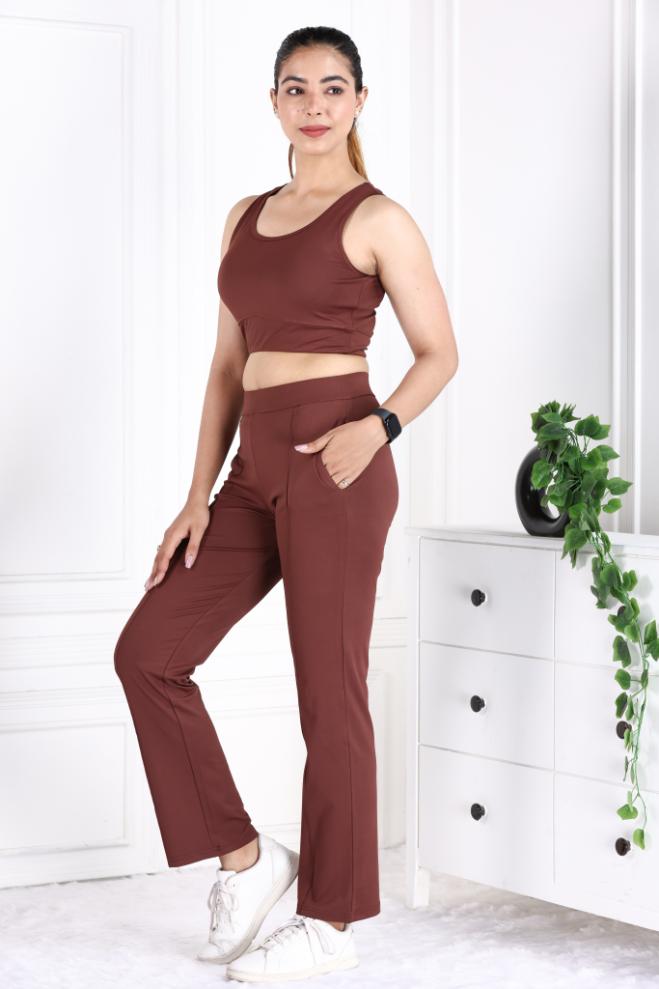 Dark Brown Active Yoga Pant Straight fit - Active cigarette pencil pants