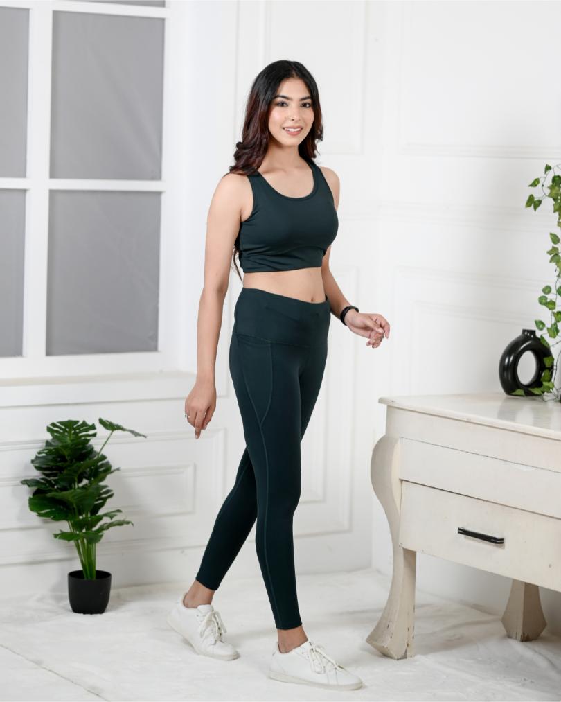 Dark green leggings best sale