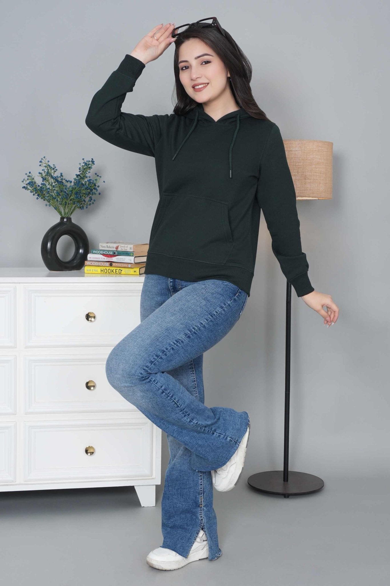 Dark green winter warm hoodies without zip with ultimate comfort - Winter hoodies