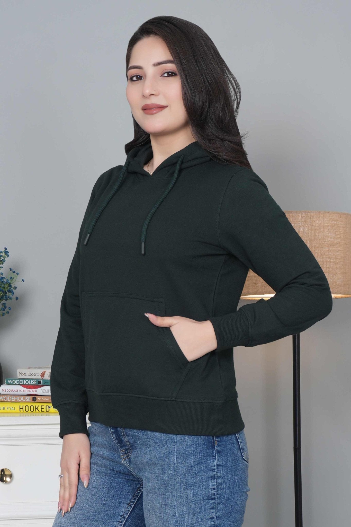 Dark green winter warm hoodies without zip with ultimate comfort - Winter hoodies