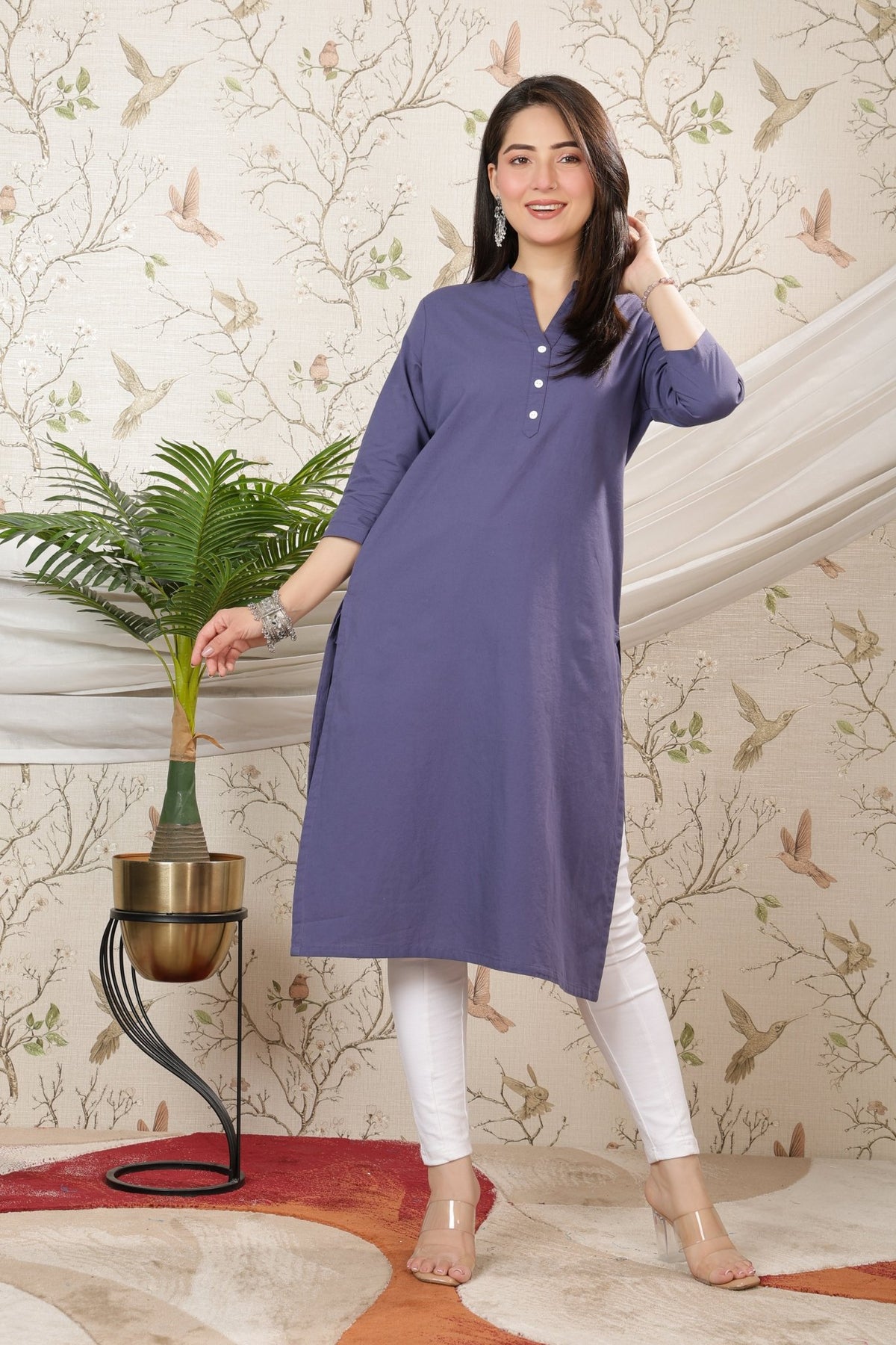 Dark grey 100% Premium Cotton Long Kurta -Cotton long kurta