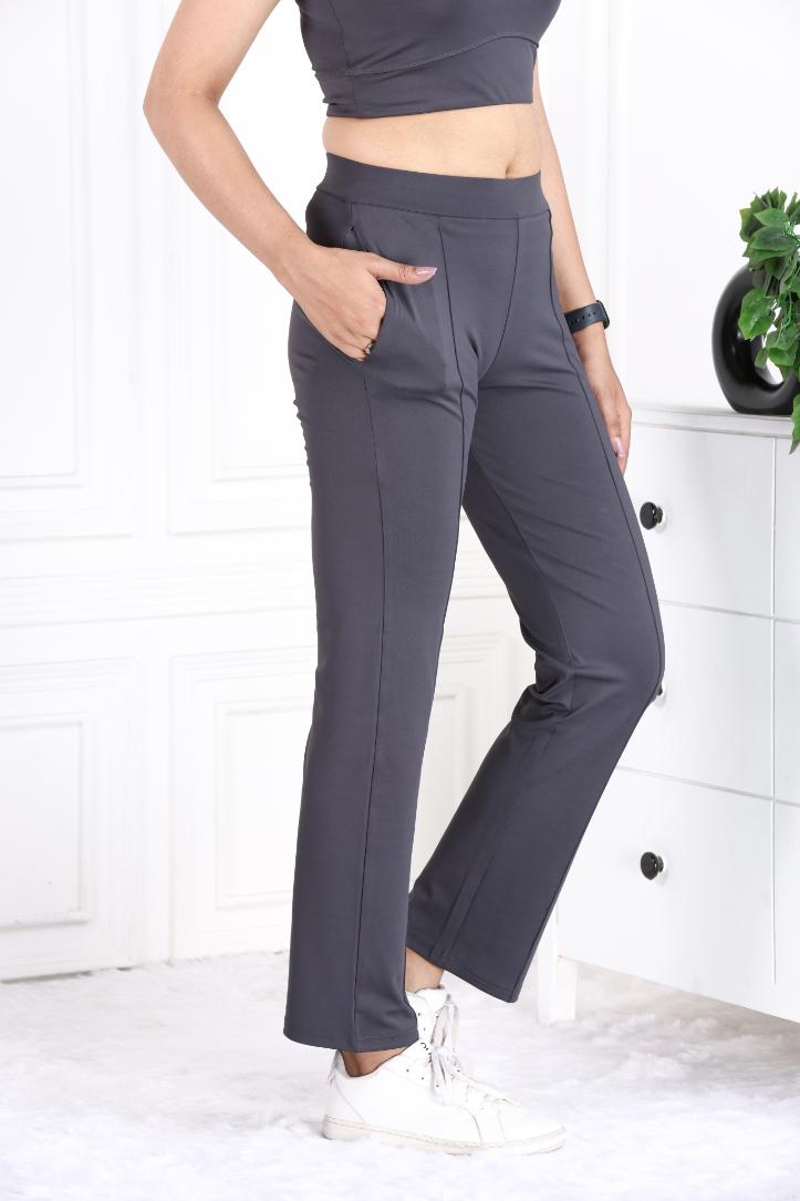 Dark Grey Active Yoga Pant Straight fit - Active cigarette pencil pants