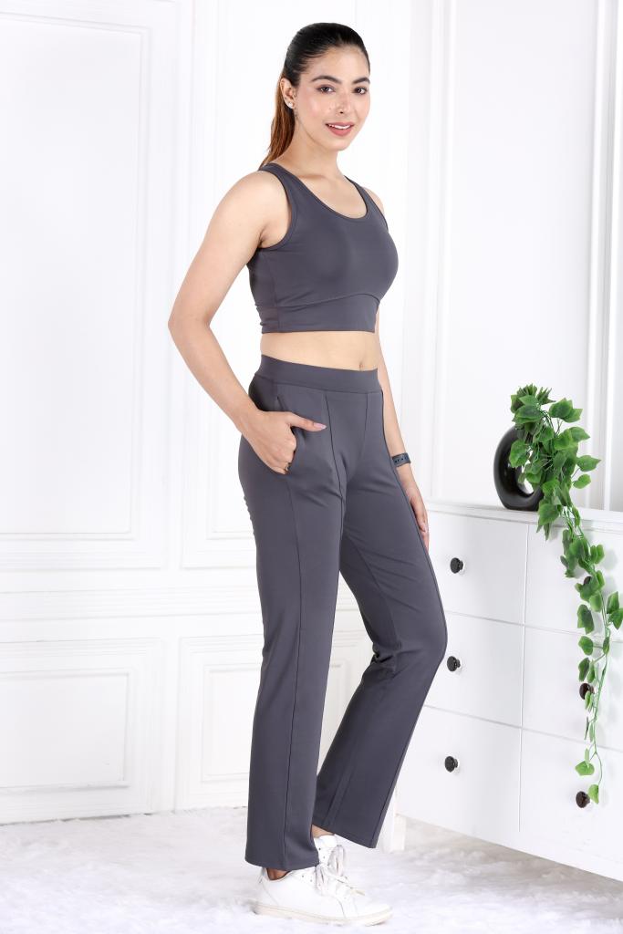Dark Grey Active Yoga Pant Straight fit - Active cigarette pencil pants