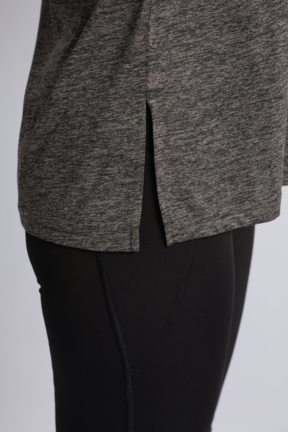 Dark grey melange active off shoulder tshirt -Active off shoulder tshirt