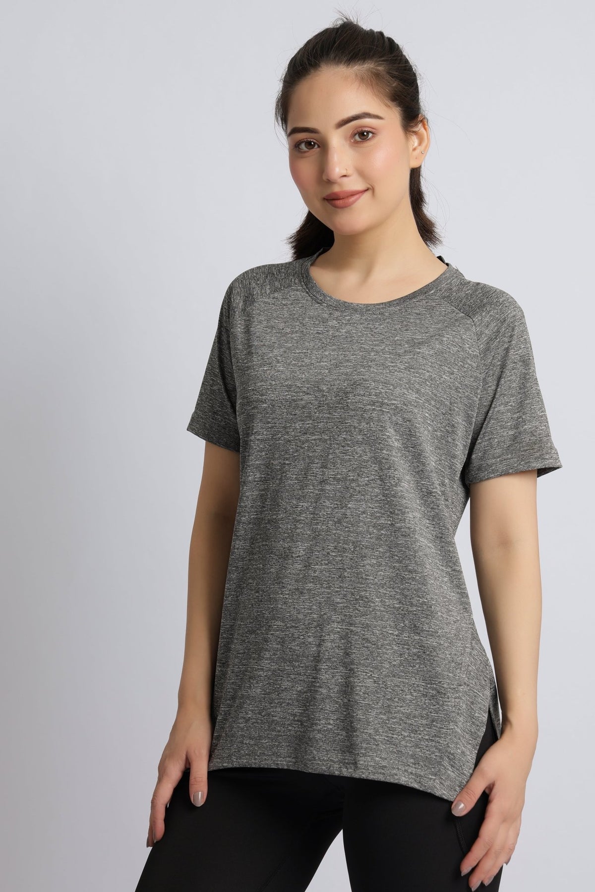 Dark grey melange active regular tshirt -Active regular tshirt