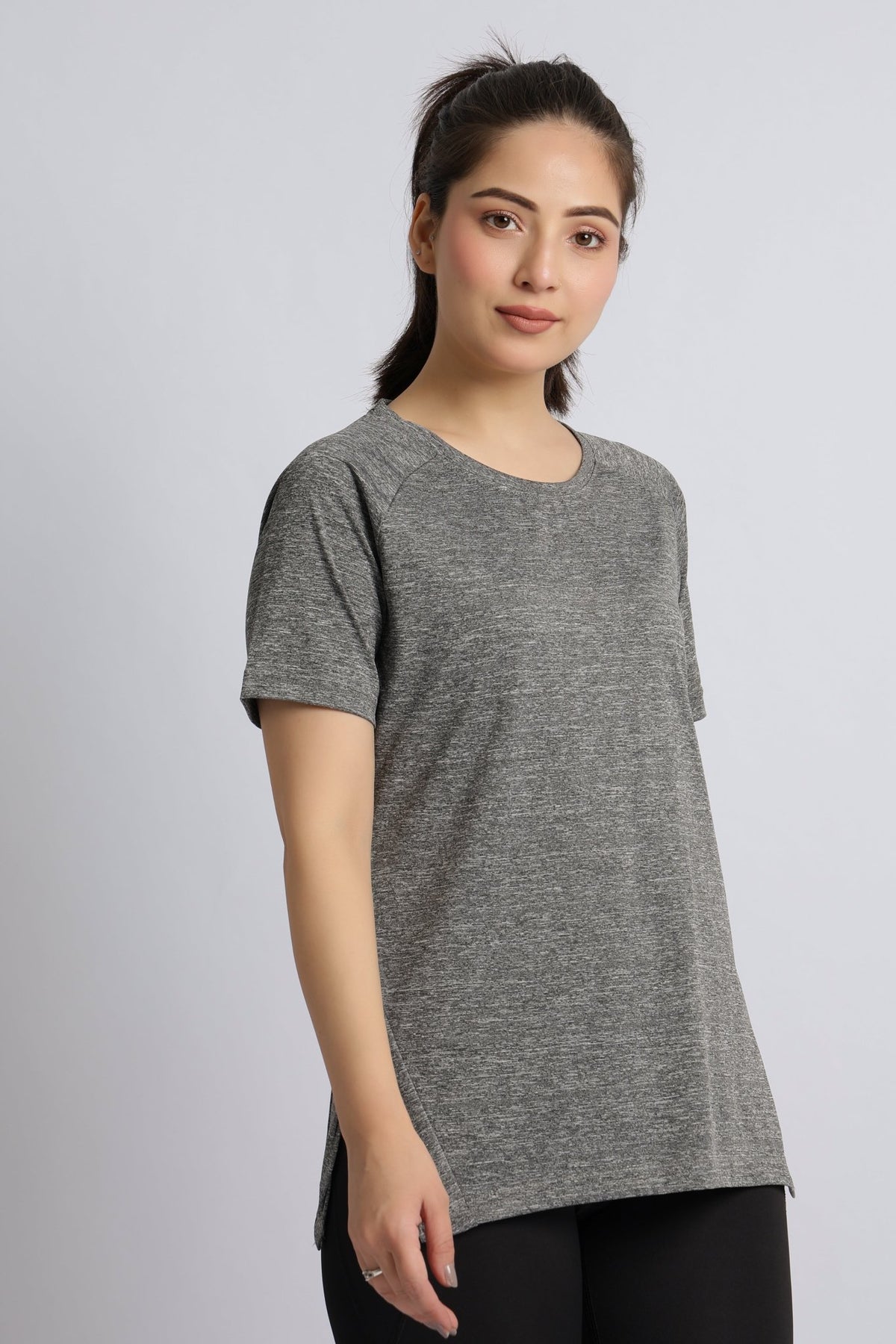 Dark grey melange active regular tshirt -Active regular tshirt