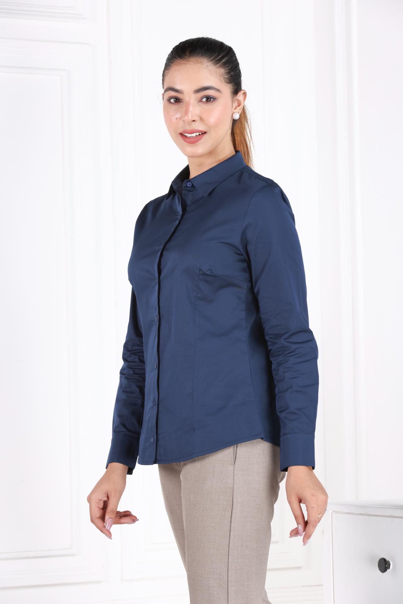 Dark Navy Cotton Shirt - Cotton shirt