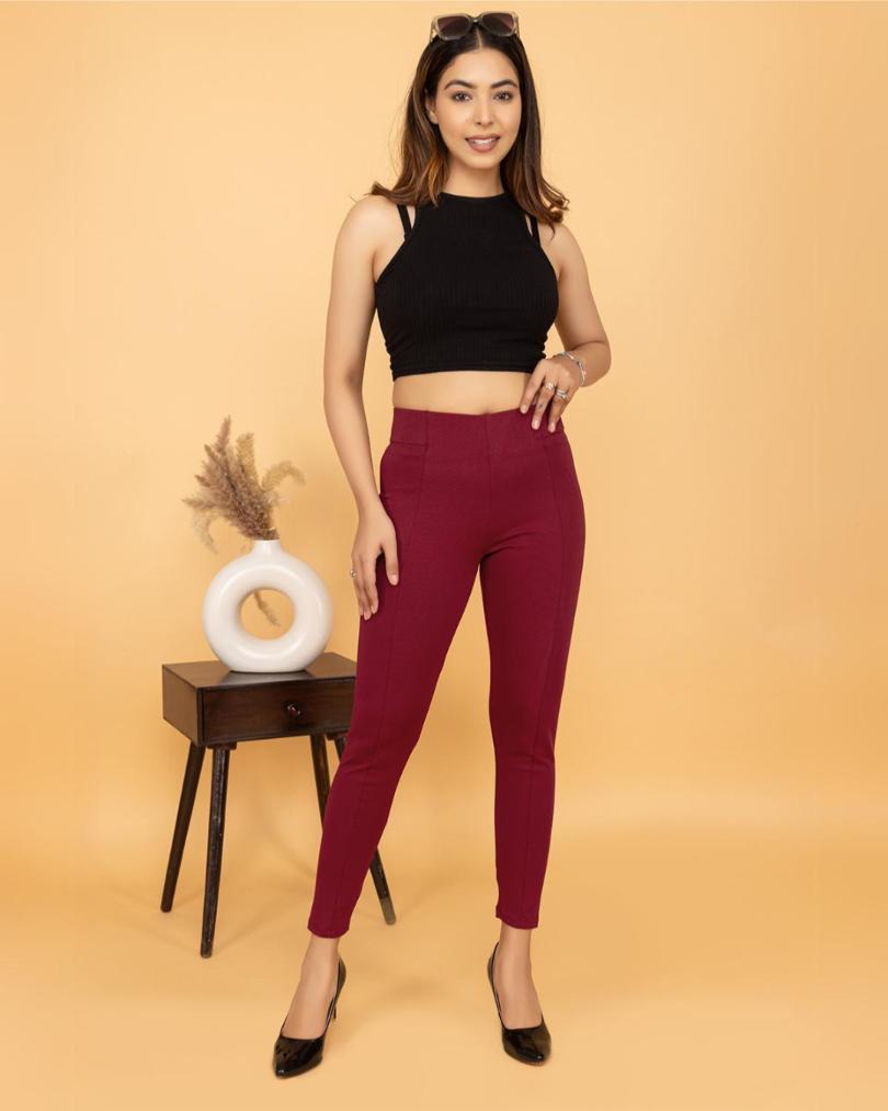 Dark rose Jeggings -Milano jegging pants