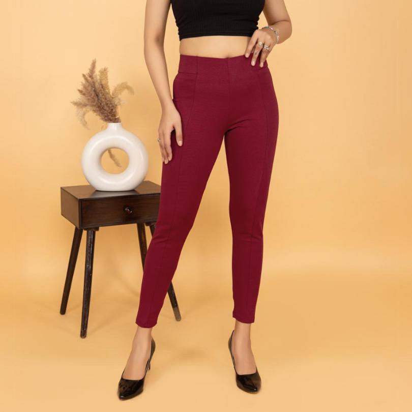 Dark red fashion jeggings