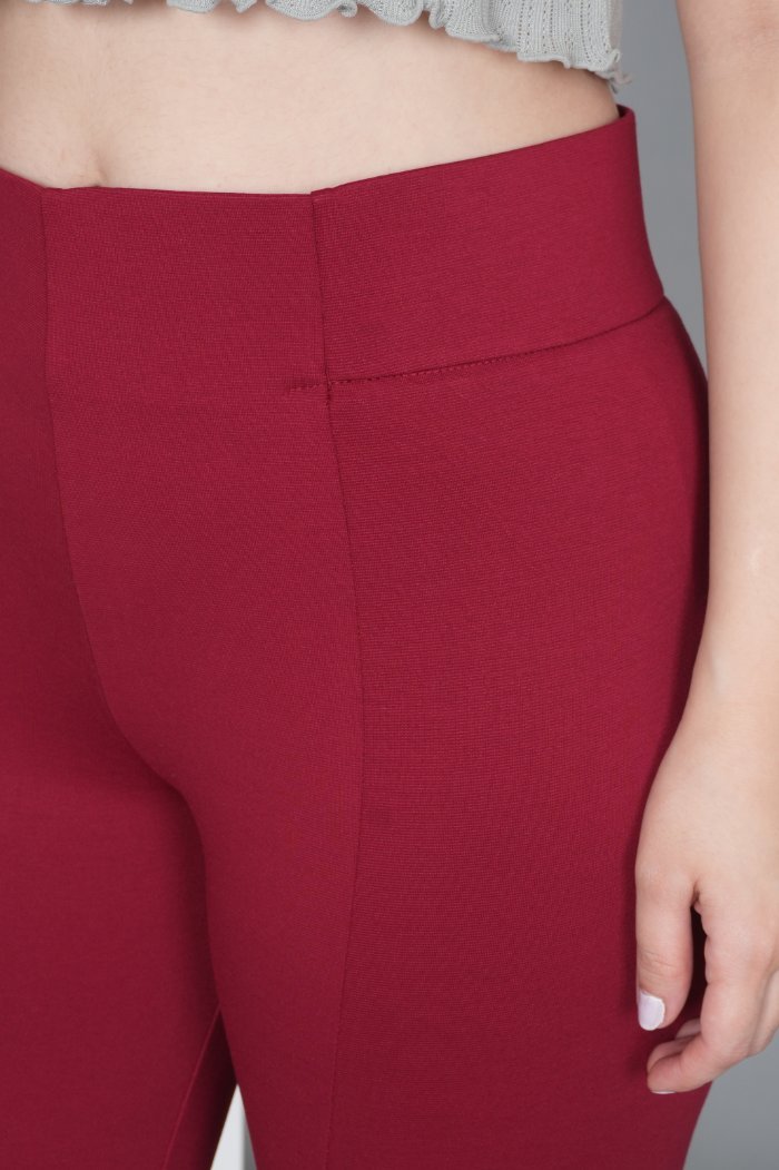 Dark rose stretchable biowash USA HQ cotton jegging pant with superior elastic belt. - Milano jegging pants