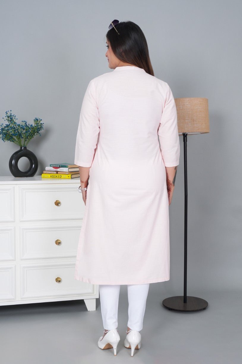 Flamingo pink 100% Premium Cotton Long Kurta - Long kurta