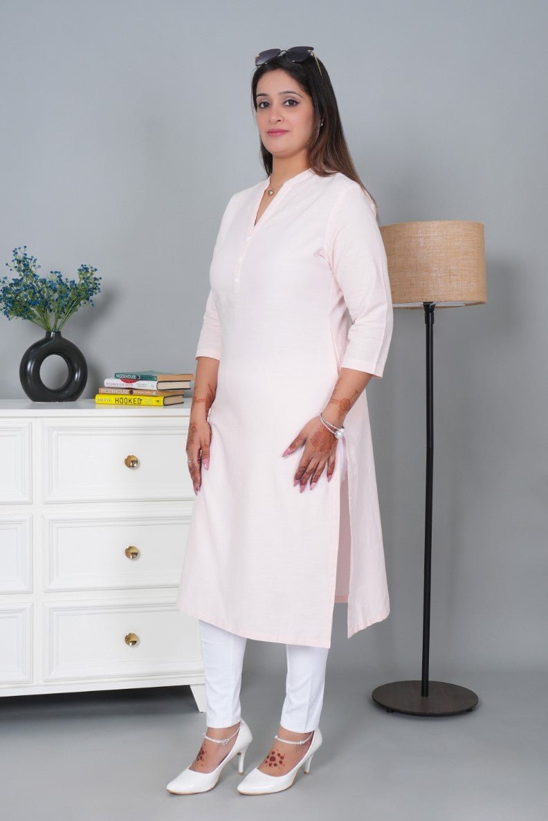 Flamingo pink 100% Premium Cotton Long Kurta - Long kurta