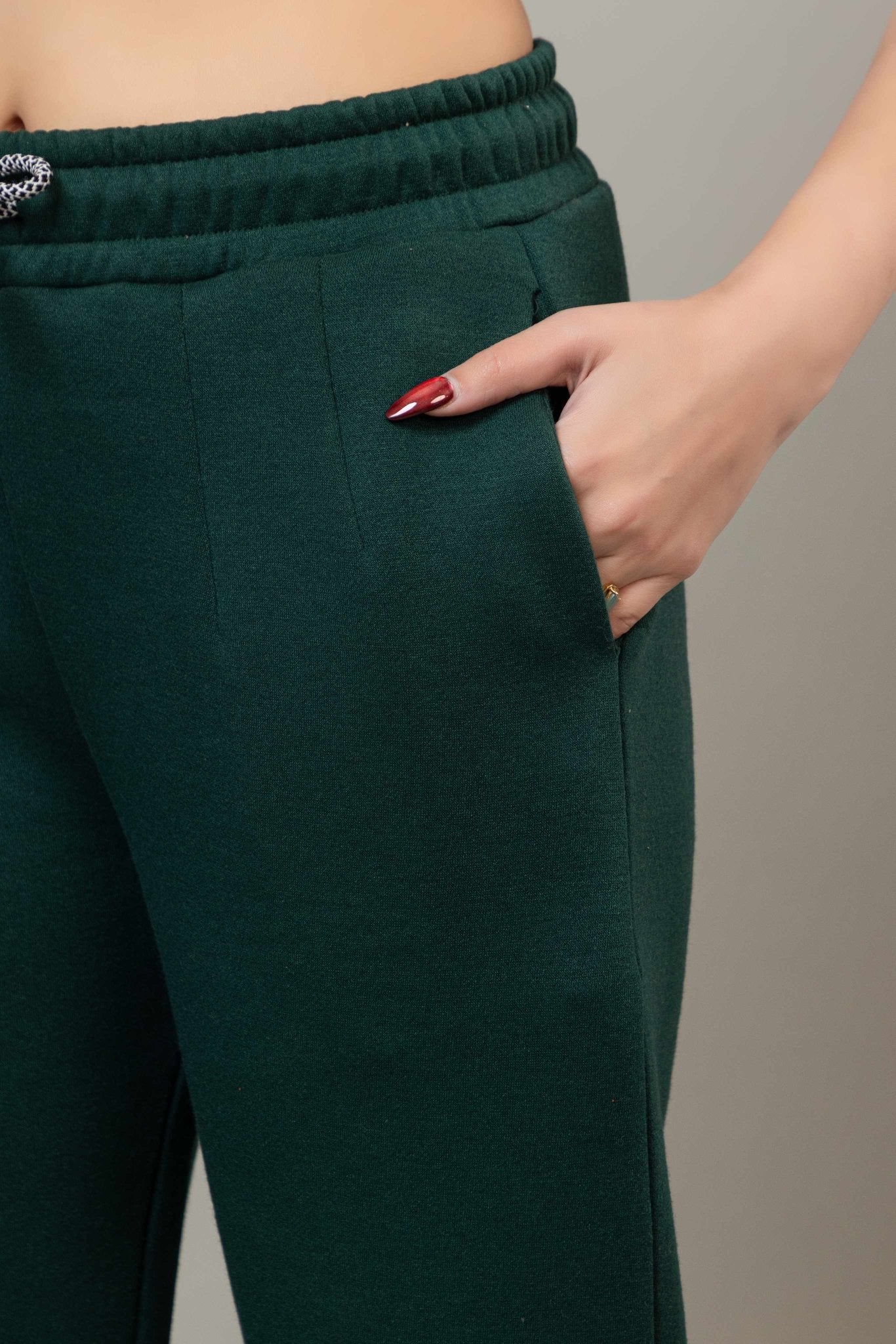 Green winter warm straight fit pants - Winter straight pant