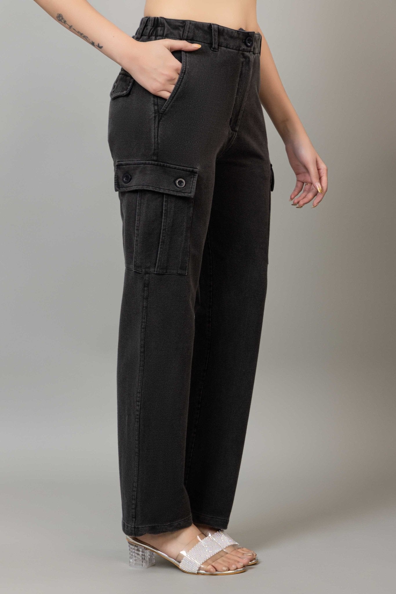 Grey denim cargo - Denim Cargo Pants