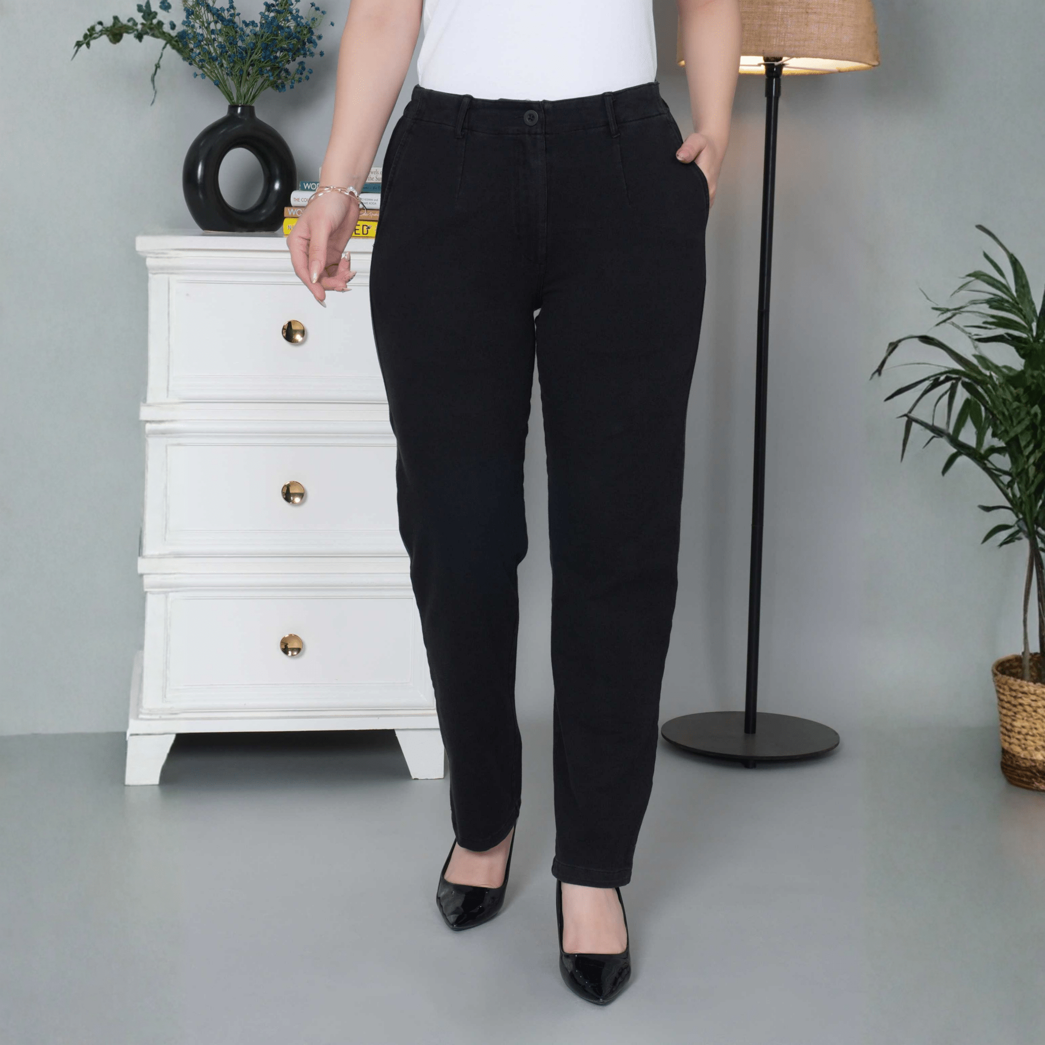 Grey denim straight pant - Denim straight Pants