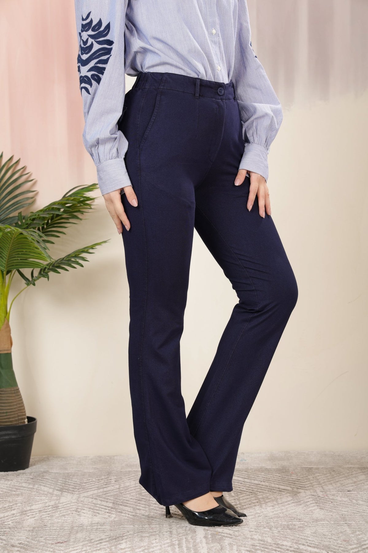 Indigo Blue denim bootcut flare pant -Denim bootcut flare pants