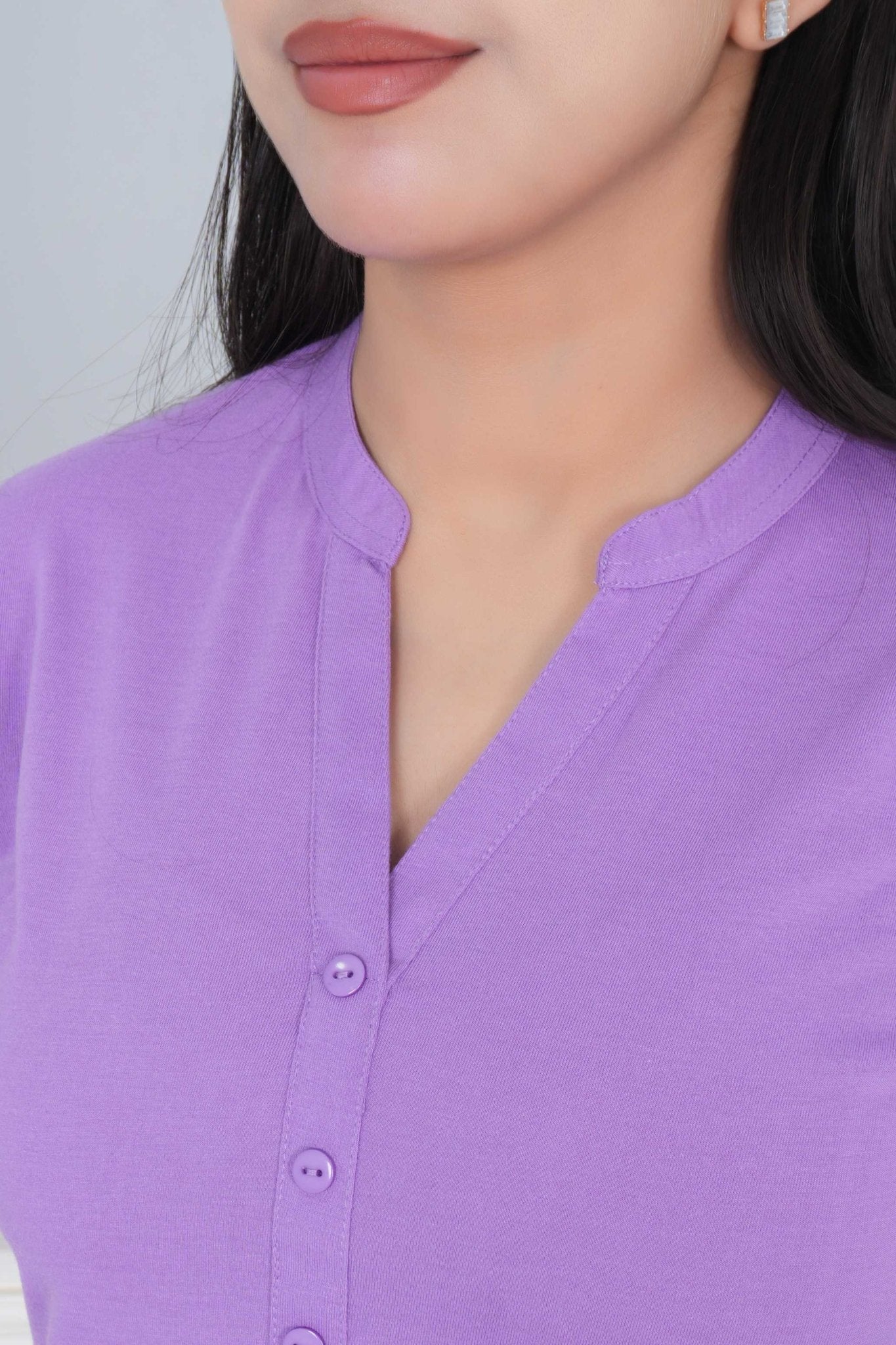 Lavender cotton kurti tshirt with pockets - Kurti tshirt