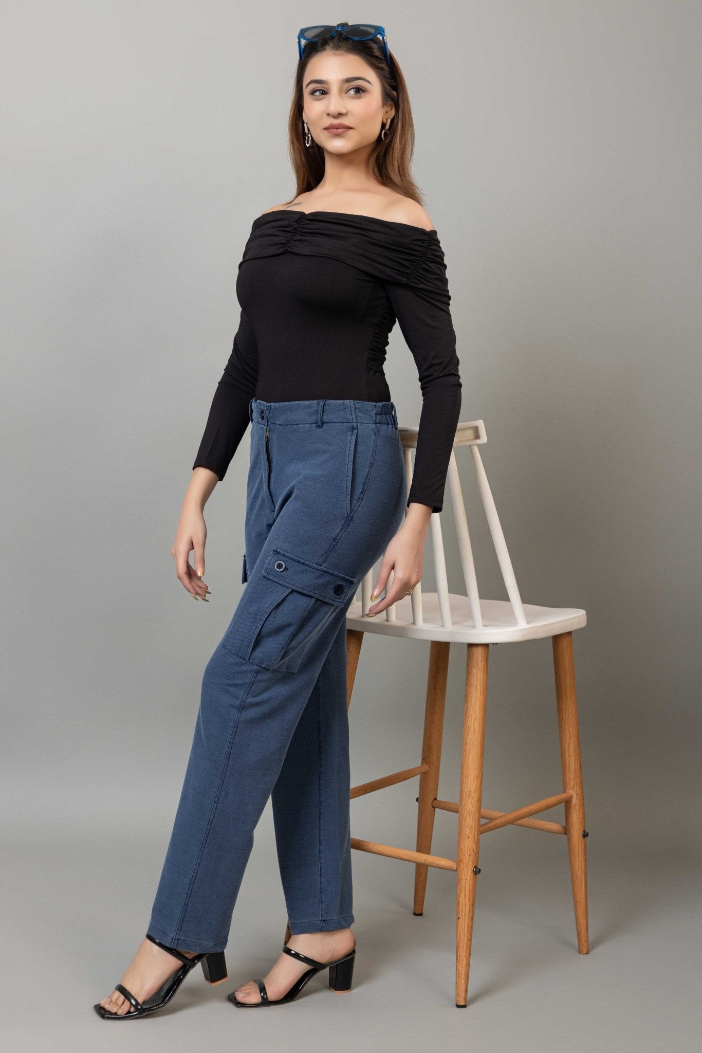 Light Blue denim cargo - Denim Cargo Pants