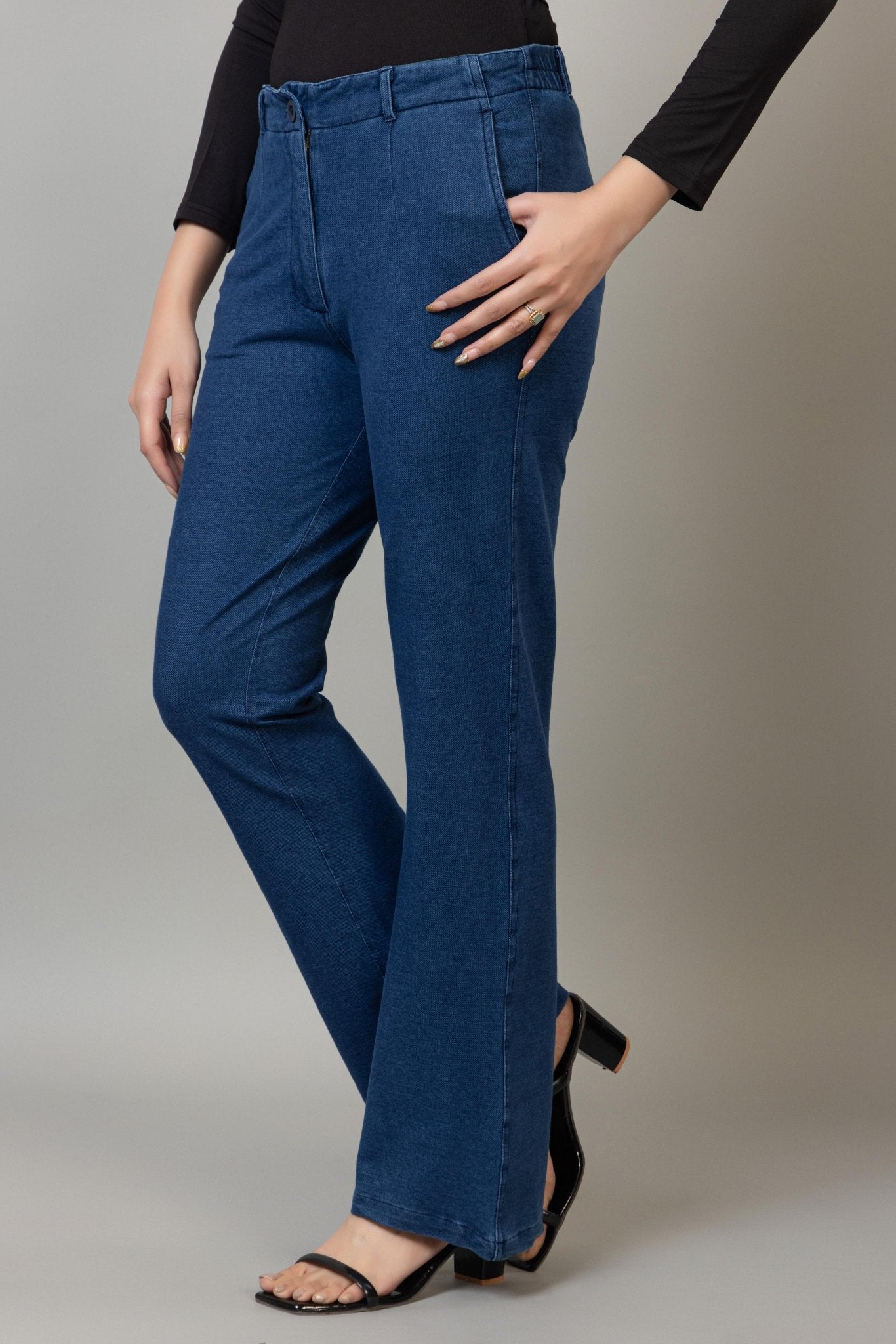 Light blue denim straight pant -Denim straight Pants