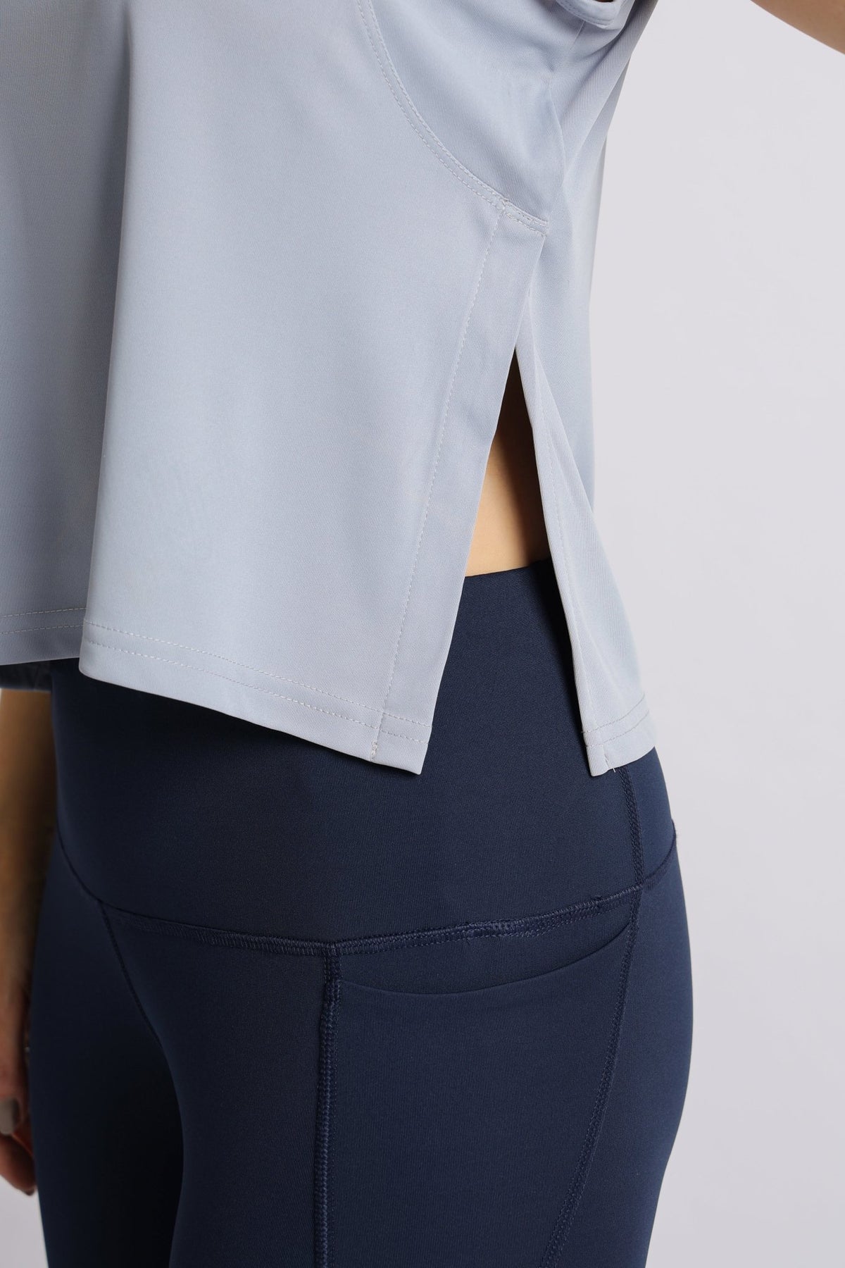 Light grey active crop slit vest -Active crop slit vest