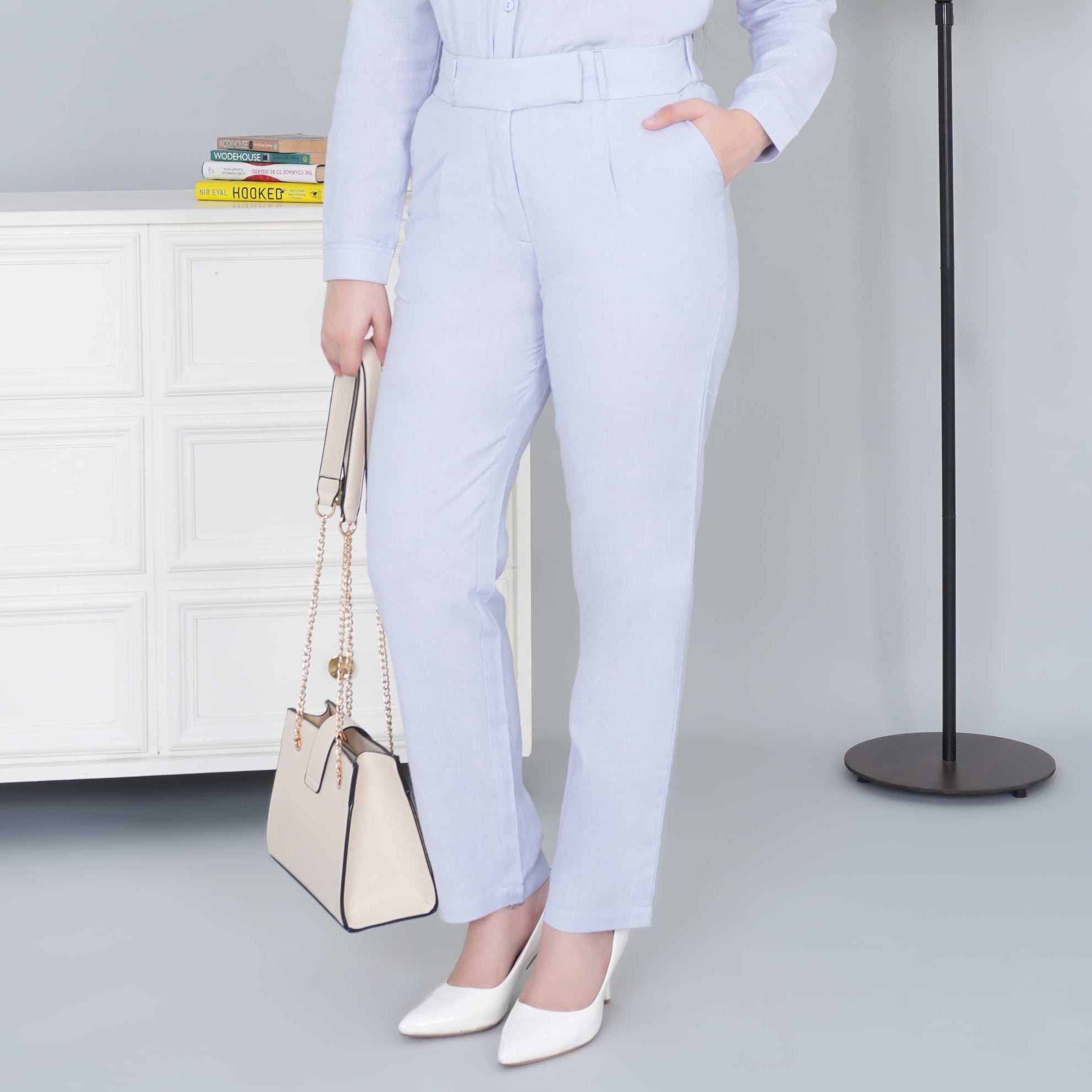 Light grey cotton linen straight fit pant - Linen straight pants