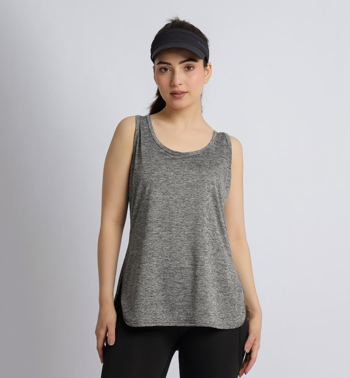 Light grey melange active longline vest -Active longline vest