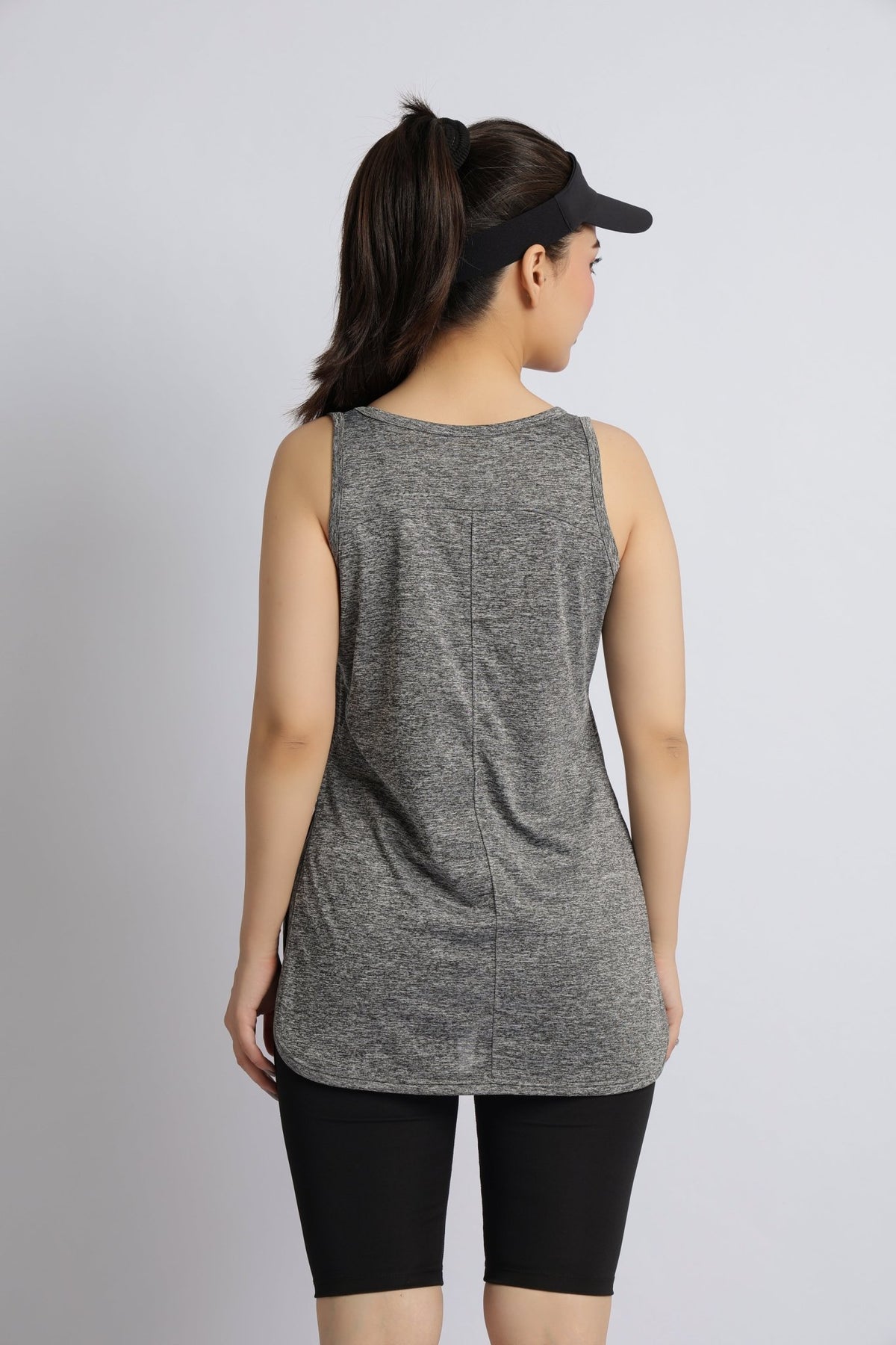 Light grey melange active longline vest -Active longline vest