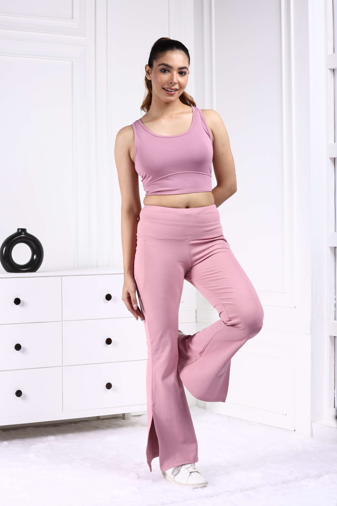 Light pink Active Flare with Slit Pants - Active flare with slit pants