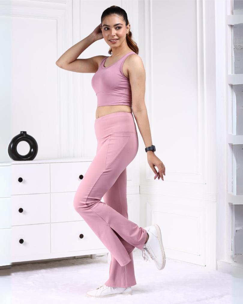 Light pink Active Flare with Slit Pants - Active flare with slit pants