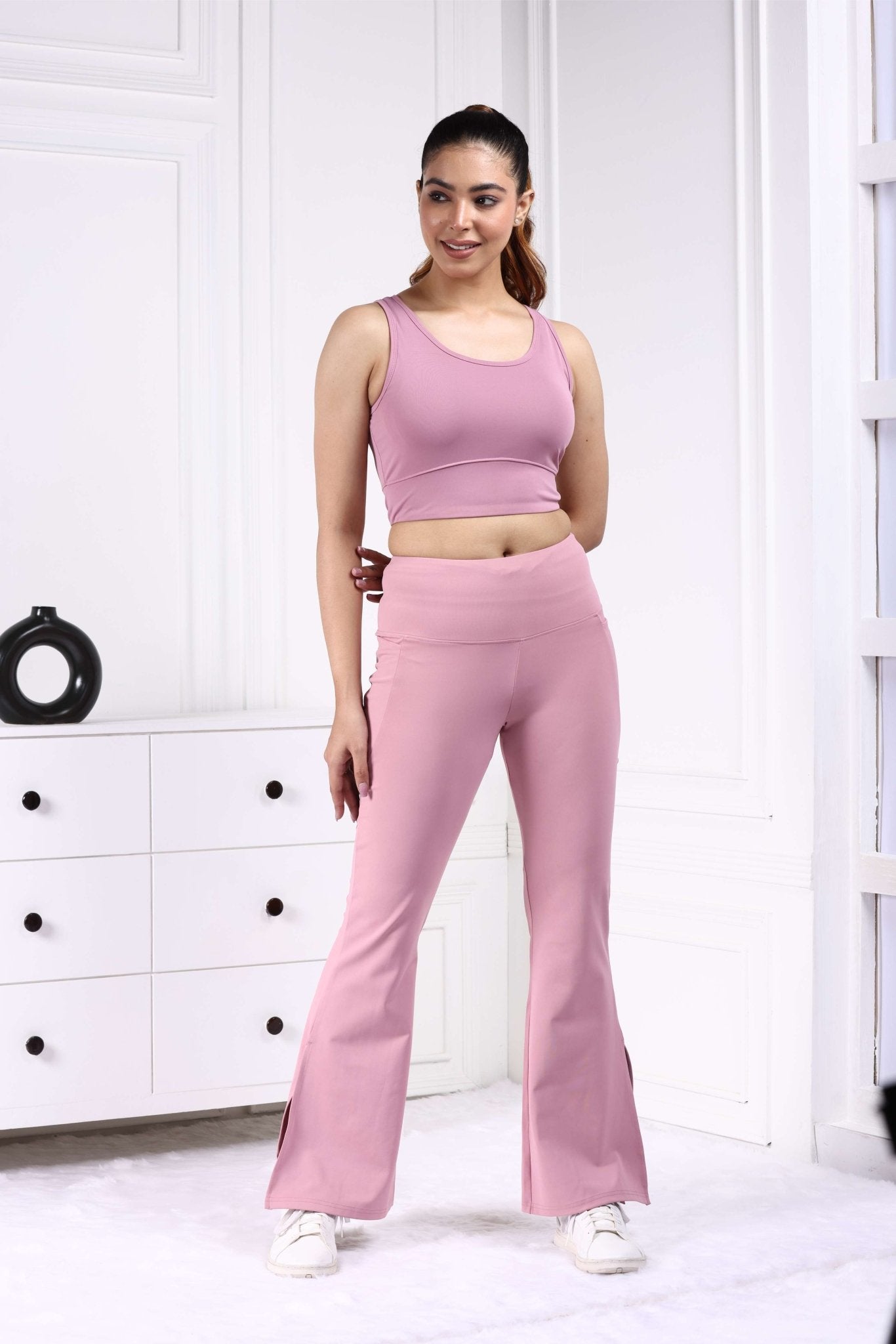 Light pink Active Flare with Slit Pants - Active flare with slit pants