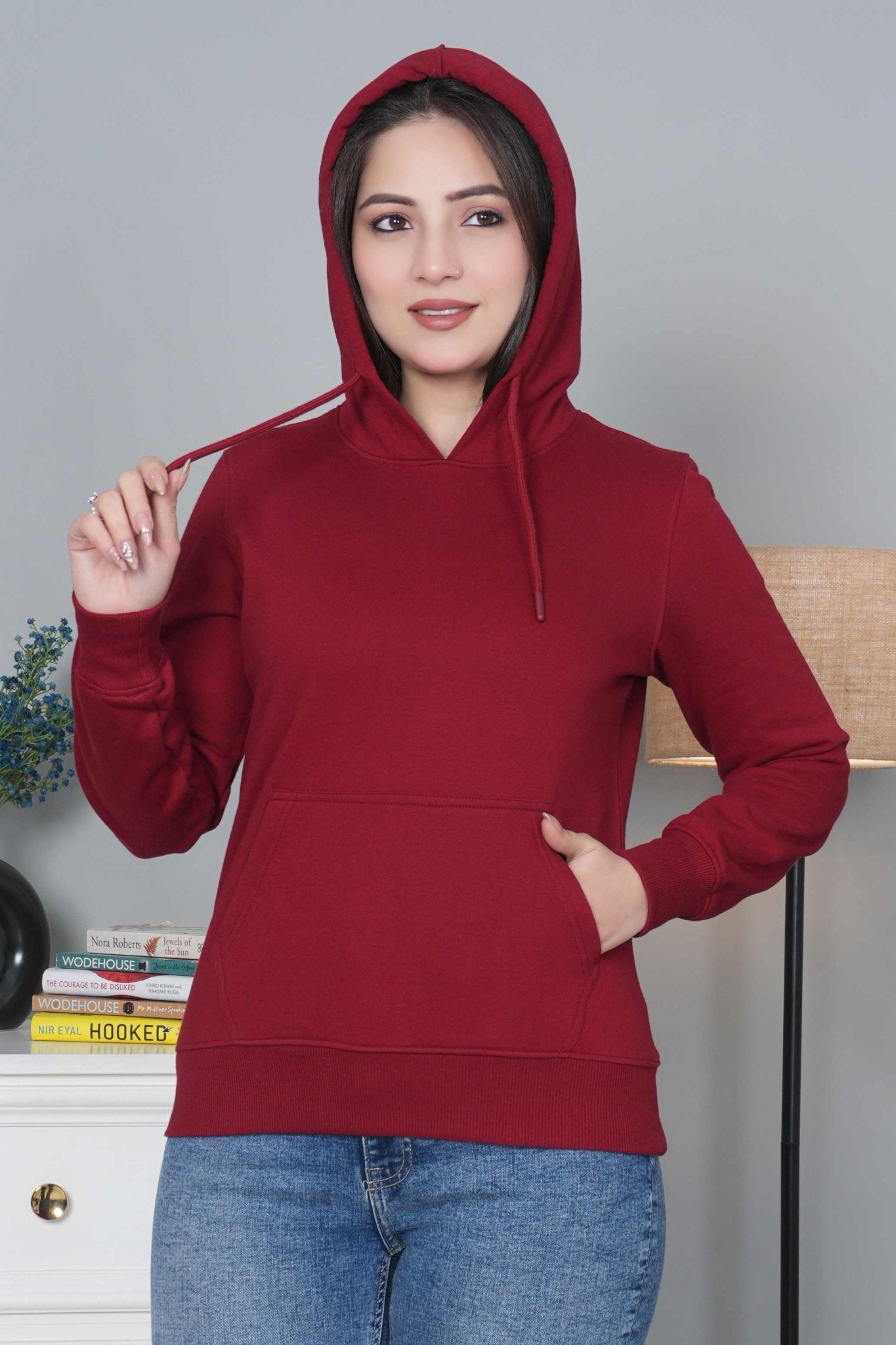 Maroon winter warm hoodies without zip with ultimate comfort - Winter hoodies