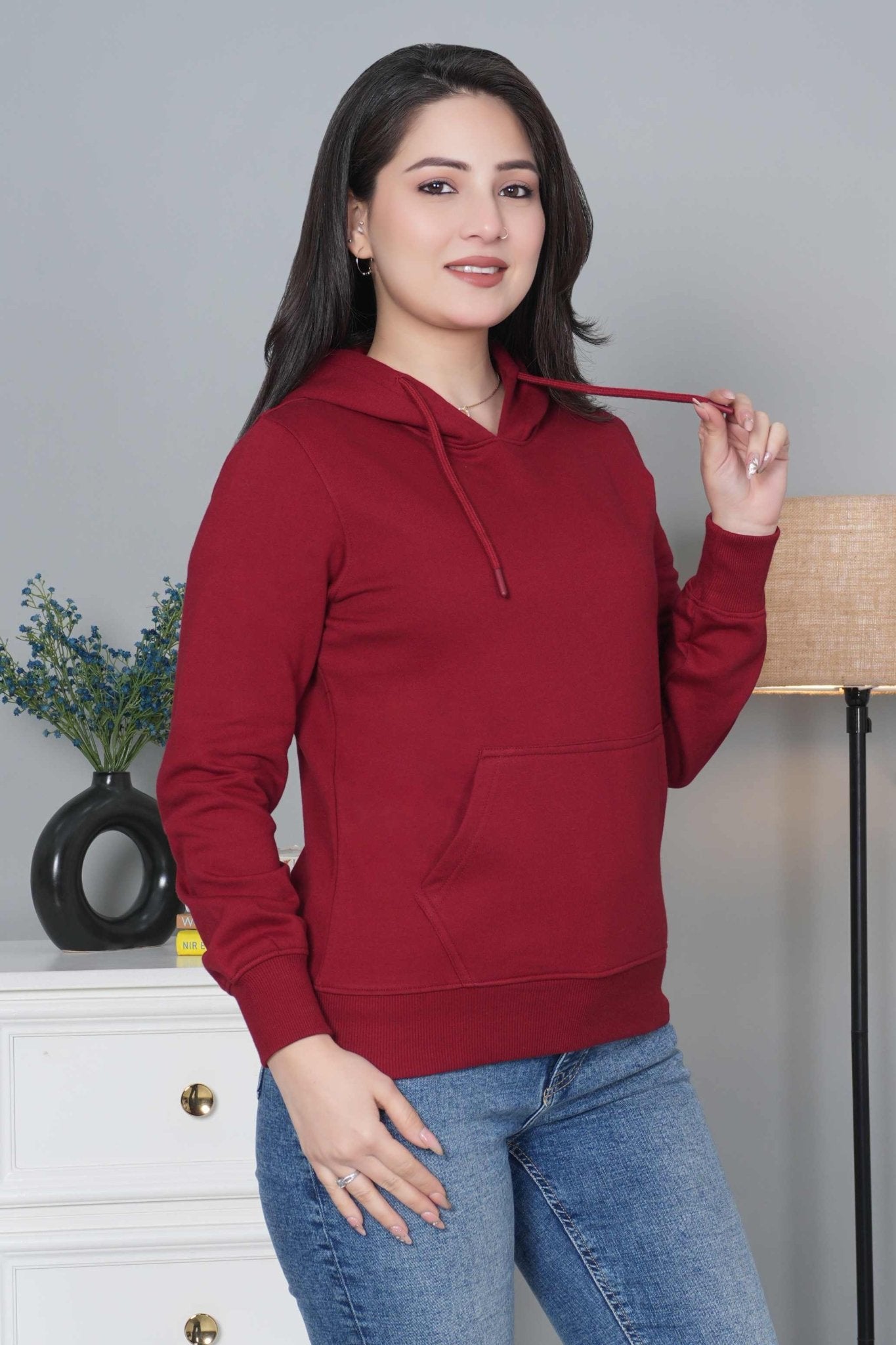 Maroon winter warm hoodies without zip with ultimate comfort - Winter hoodies