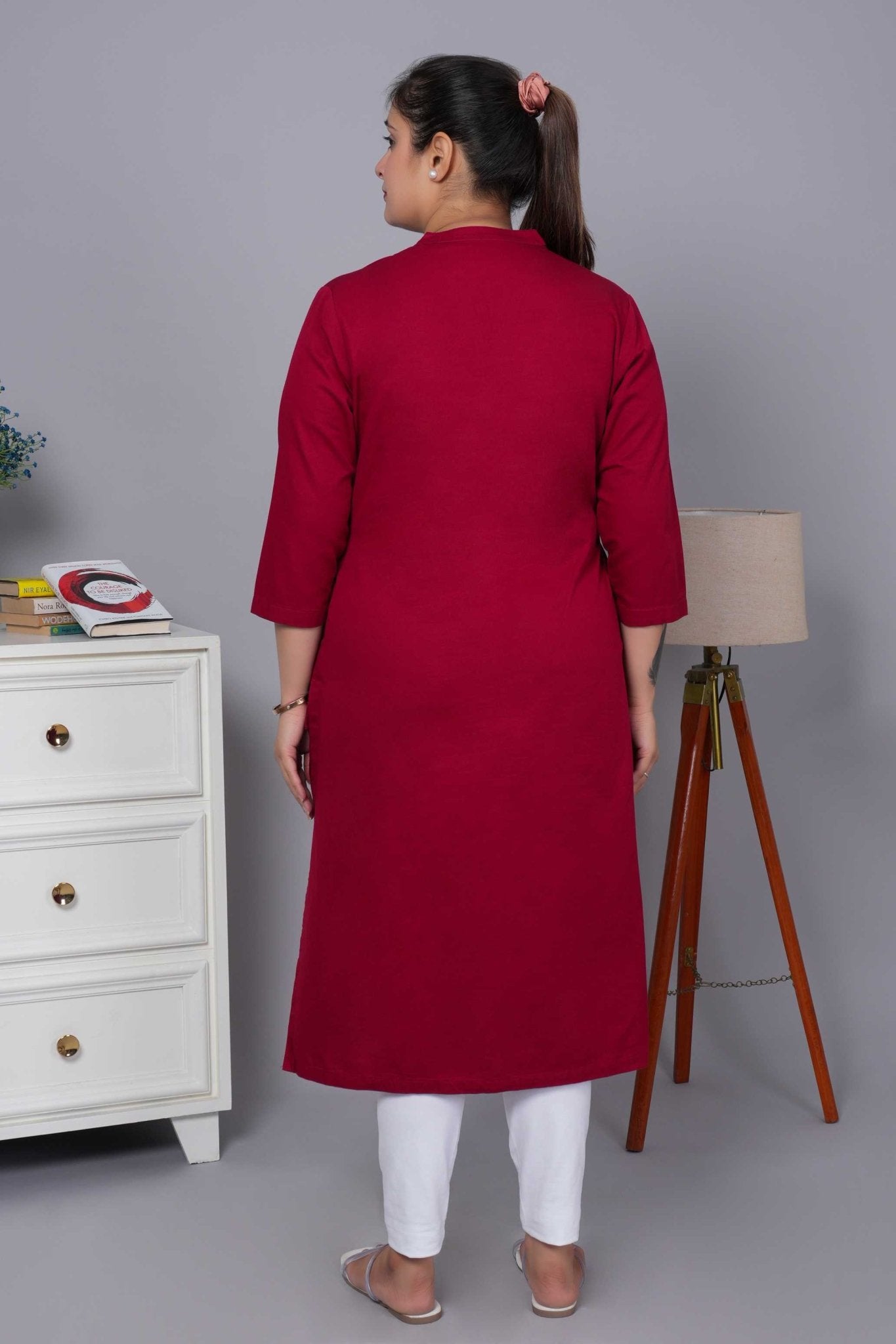 Mehroon 100% Premium Cotton Long Kurta - Long kurta