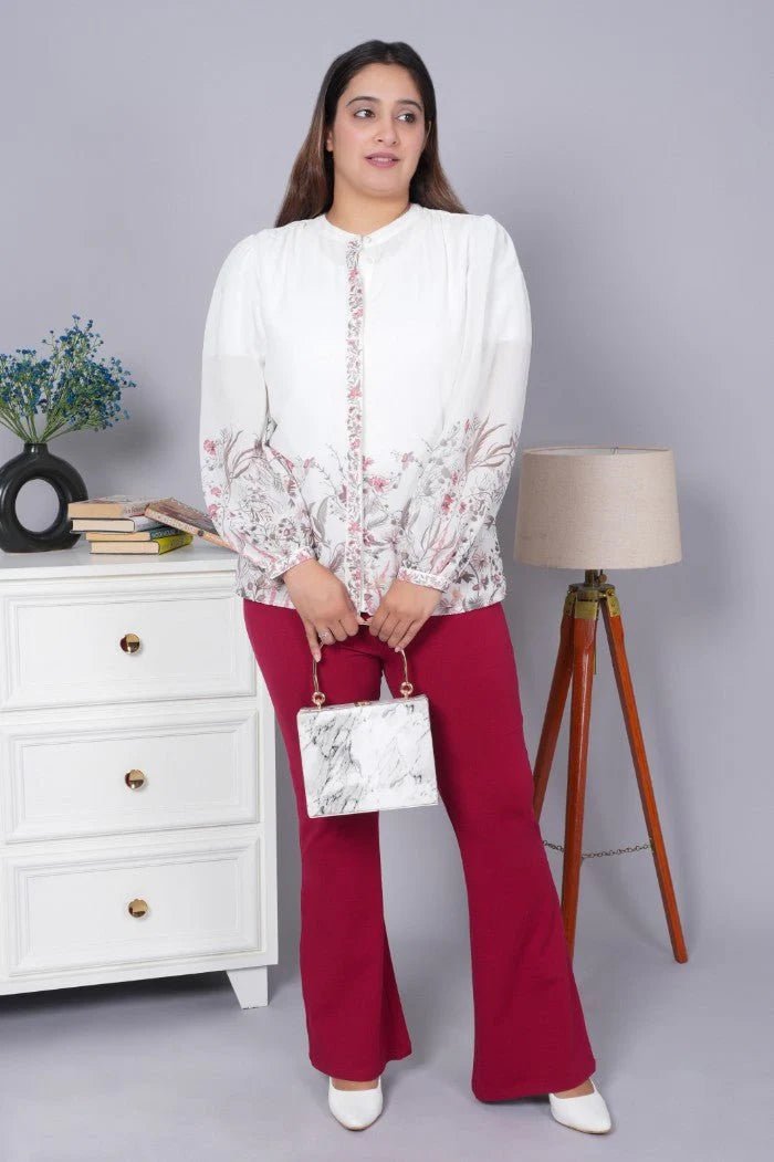Mehroon stretchable biowash cotton lycra flare legging with superior elastic belt. -Cotton flare