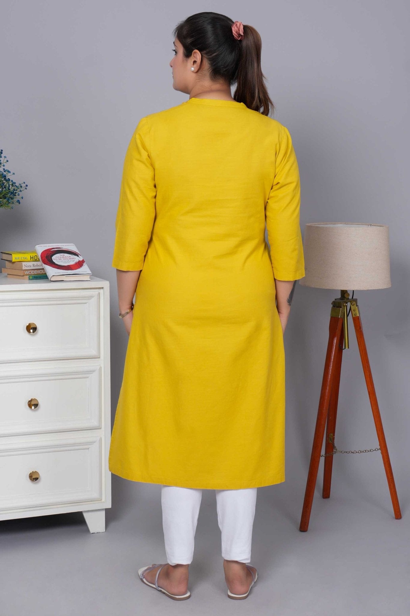 Mustard 100% Premium Cotton Long Kurta - Long kurta