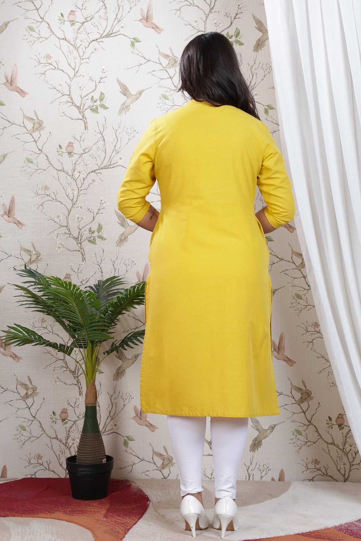 Mustard Linen Long kurta -Long kurta