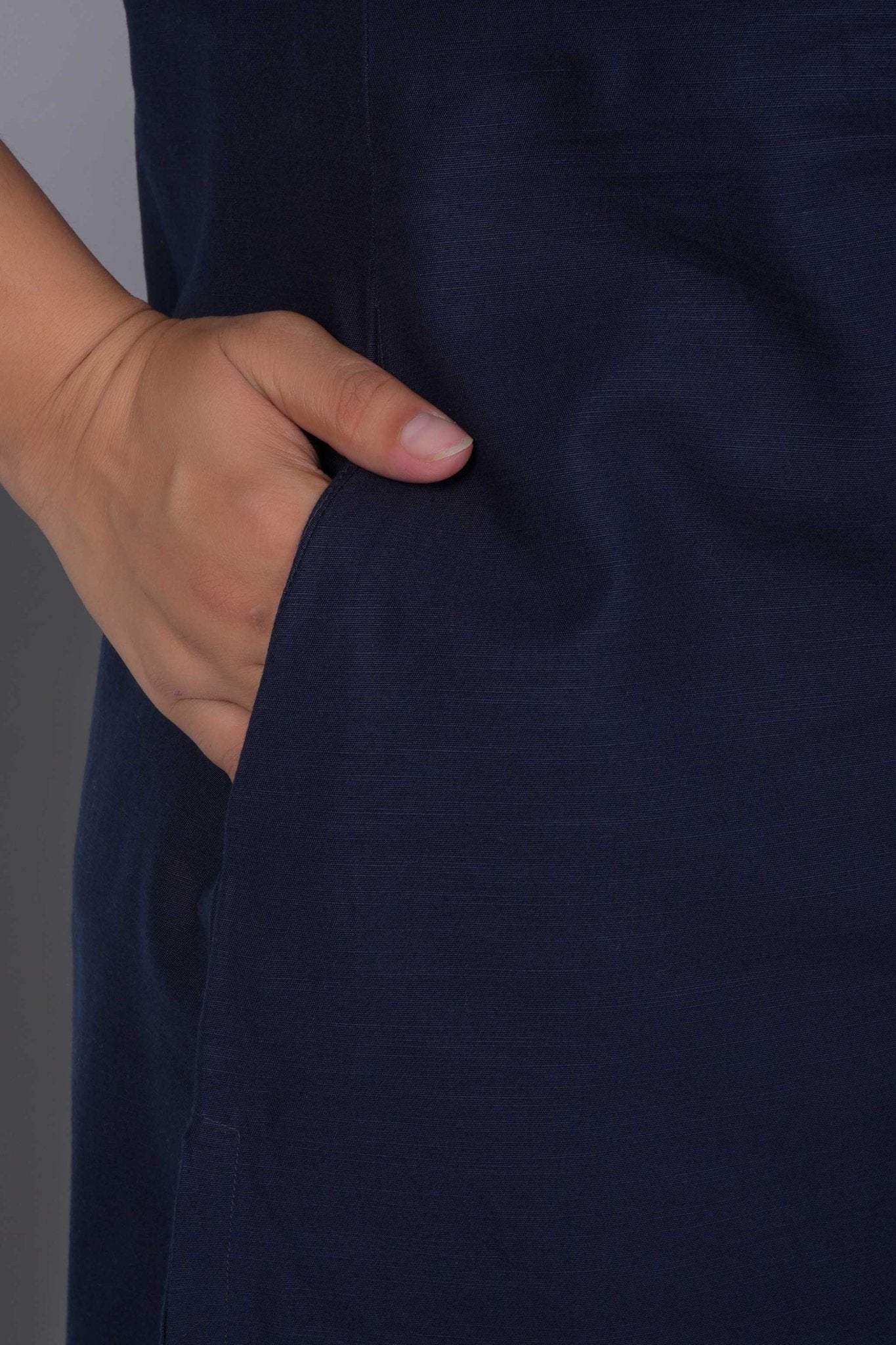 Navy 100% Premium Cotton Long Kurta - Long kurta