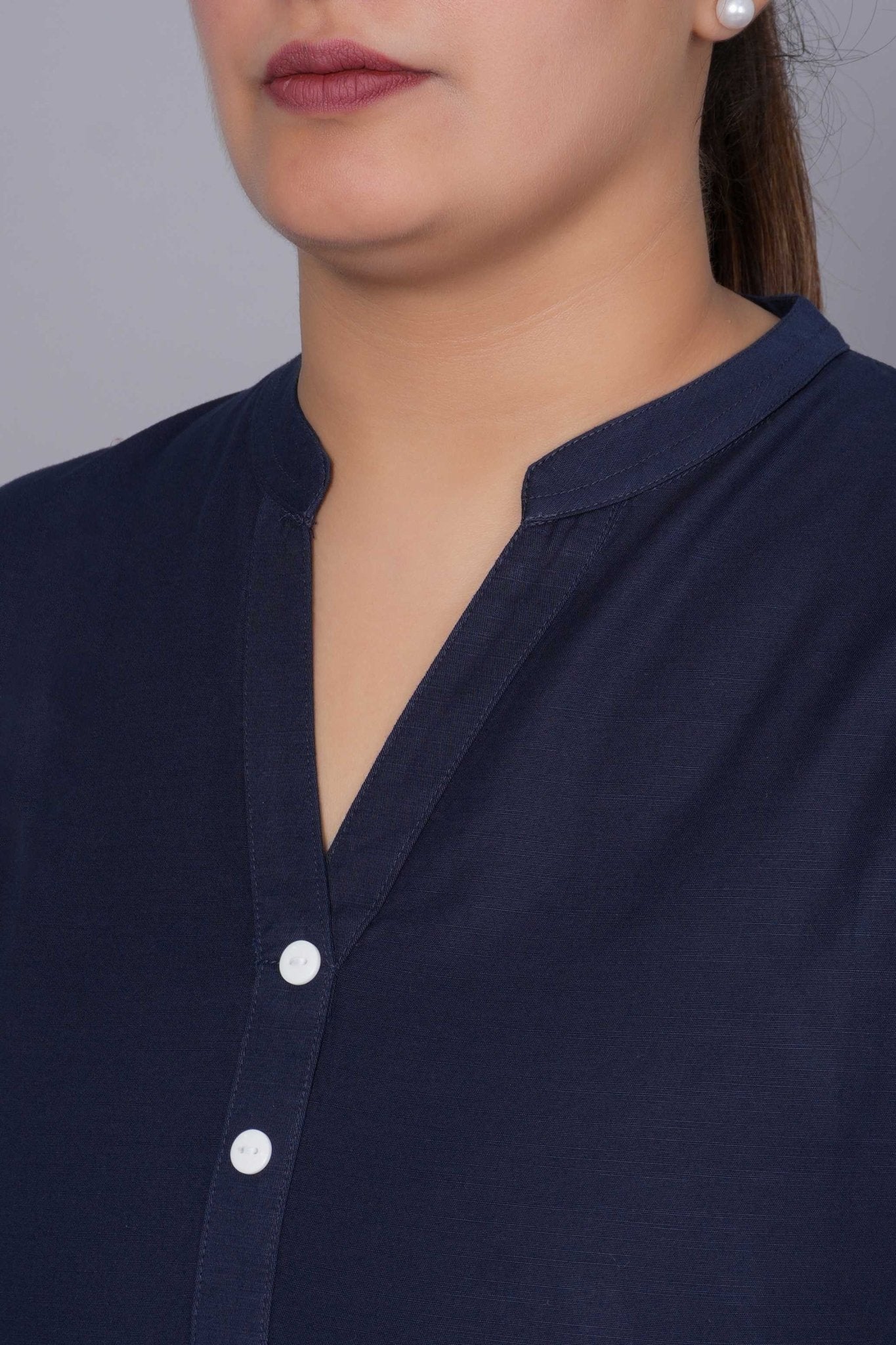 Navy 100% Premium Cotton Long Kurta - Long kurta