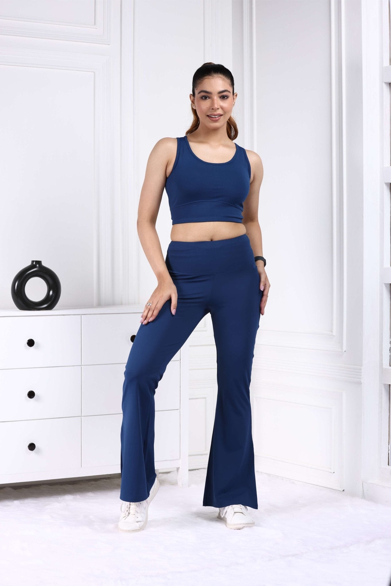 Navy Active Flare with Slit Pants - Active flare with slit pants