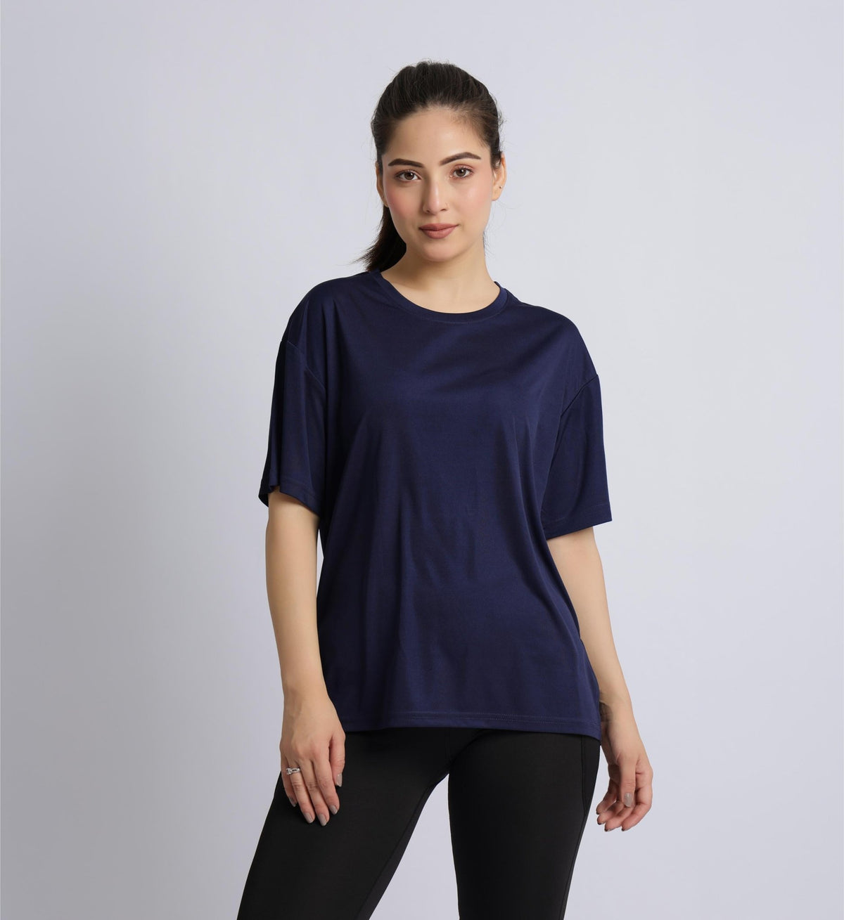Navy active off shoulder tshirt -Active off shoulder tshirt