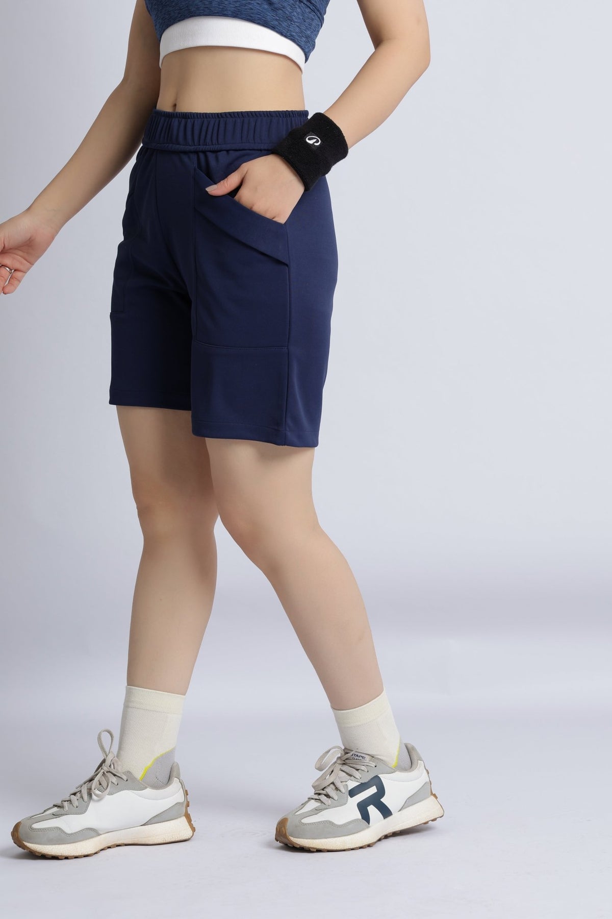 Navy active relax shorts -Active relax shorts