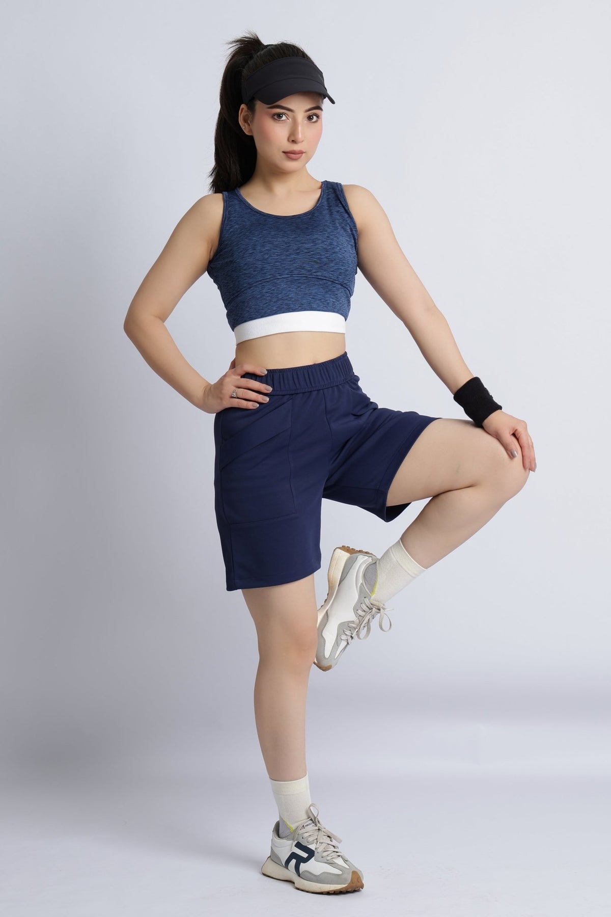 Navy active relax shorts -Active relax shorts