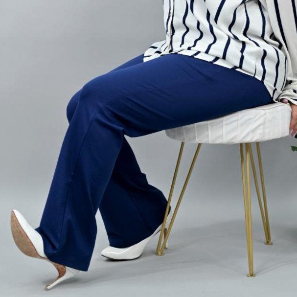 Navy blue plus size stretchable biowash USA HQ cotton bootcut flare pants  with superior elastic