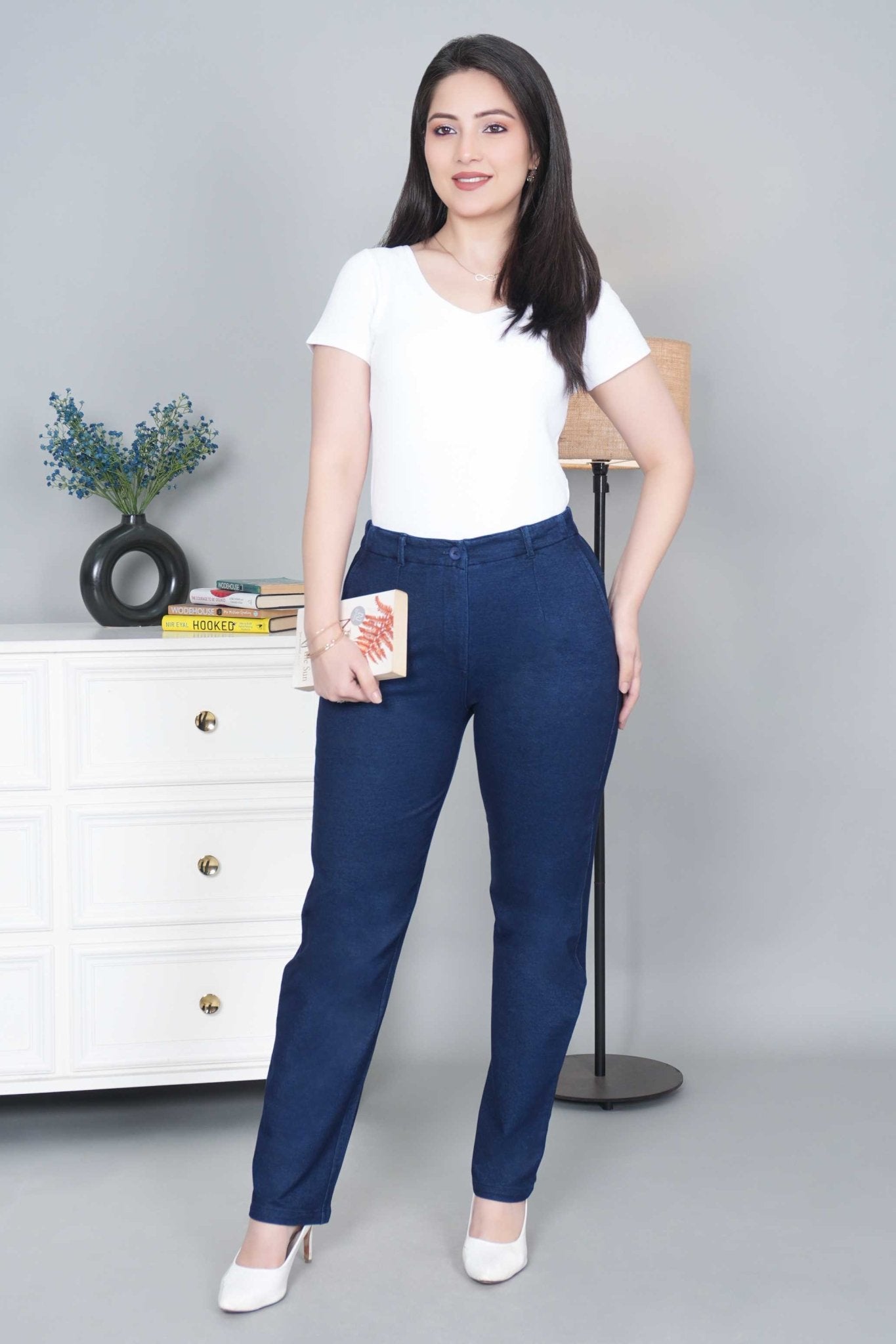 Navy denim straight pant - Denim straight Pants