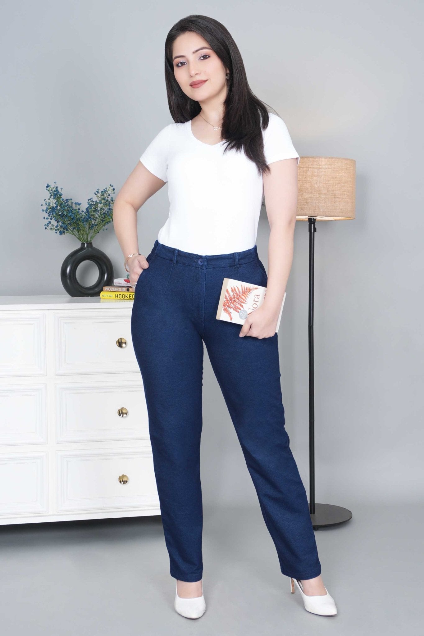Navy denim straight pant - Denim straight Pants
