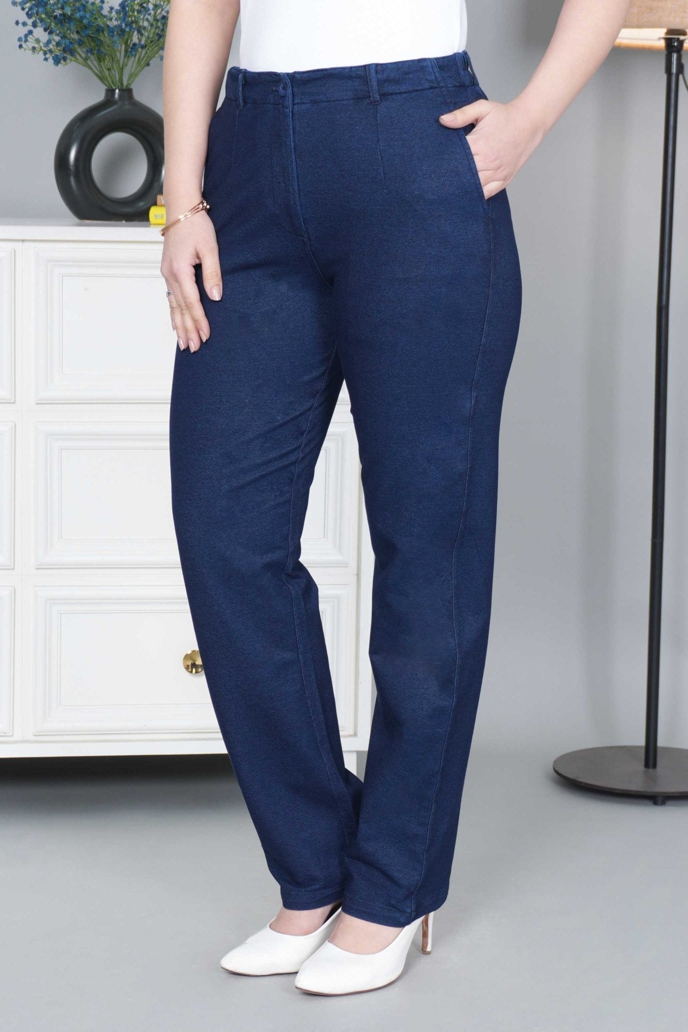 Navy denim straight pant - Denim straight Pants