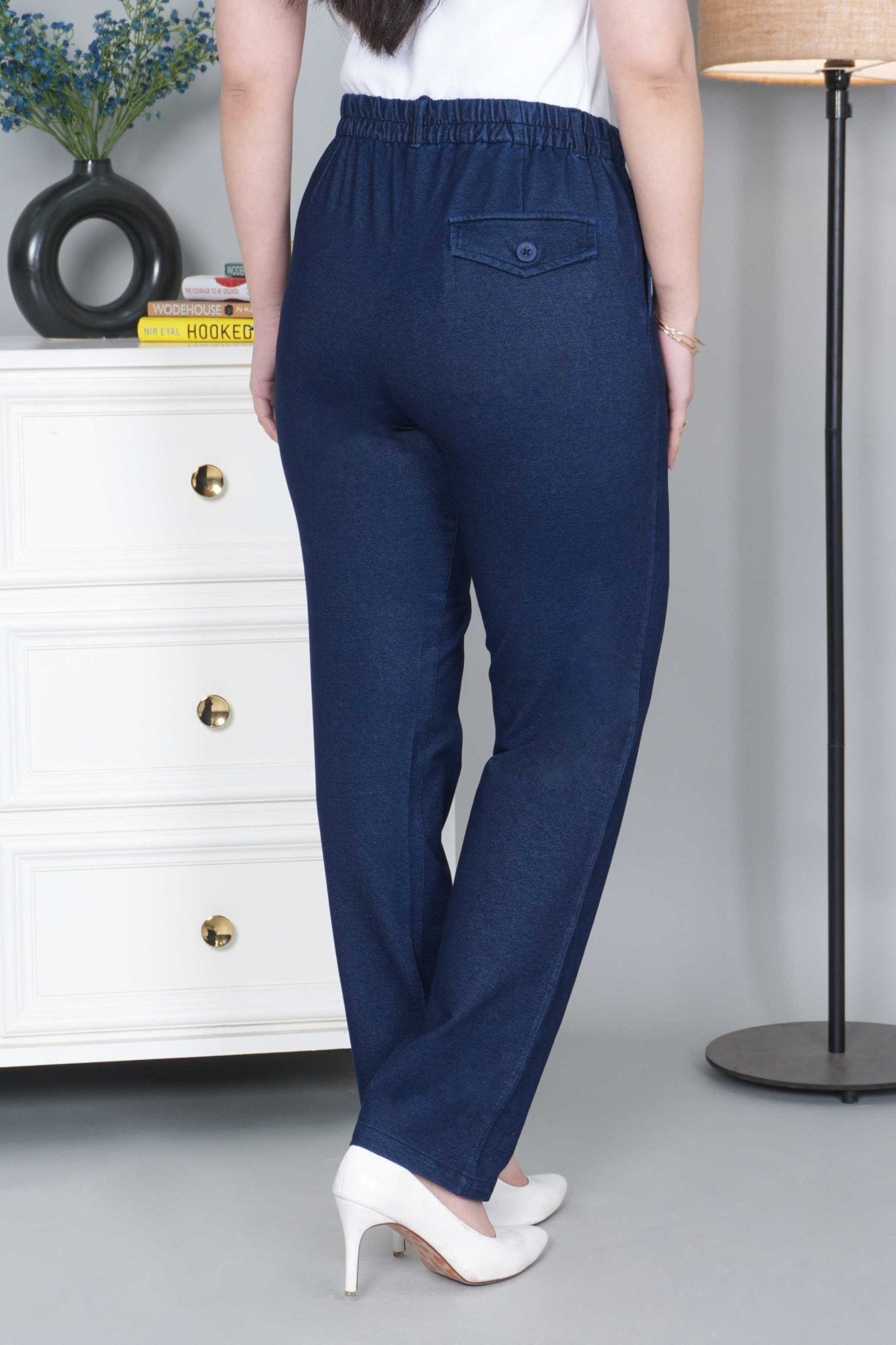 Navy denim straight pant - Denim straight Pants