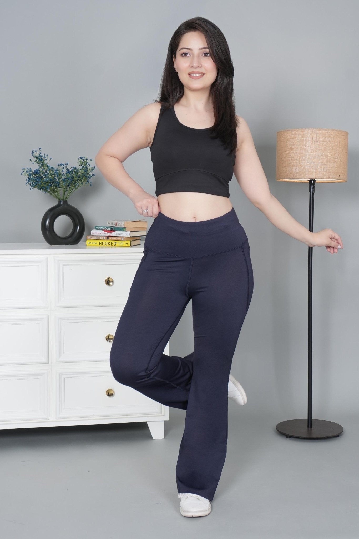 Navy melange Active Flare Pants - Active flare pants